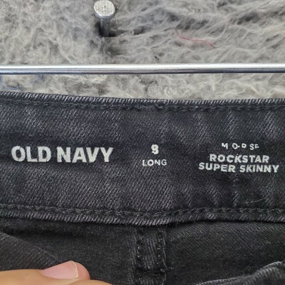 Old Navy Jeans Women’s Size 8 Long Black Rockstar Super Skinny Stretch Denim - Picture 2 of 12